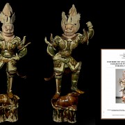 Pair of 'Lokapala' guardians in Sancai-glazed ware, Tang dynasty (618 - 906)