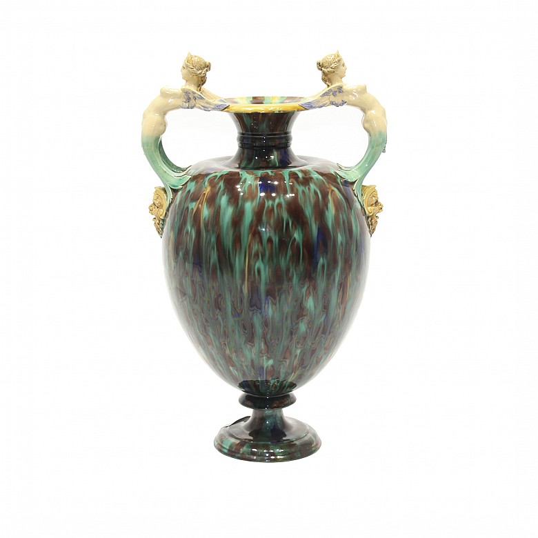 Enameled ceramic amphora, Minton & Co., 1836-1904