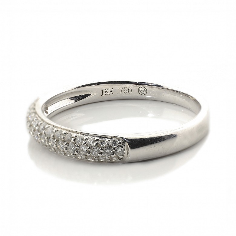 Half wedding ring with diamonds, 18k white gold - 3