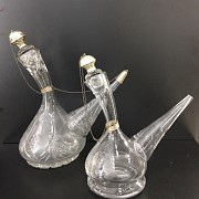 Beautiful couple of Porrónes in hand carved Crystal, - 11
