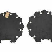 Pair lacquer fans with mother-of-pearl inlay, 20th Century - 5