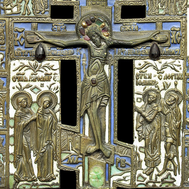 Crucifico procesional bizantino, Rusia, S.XIX - 5