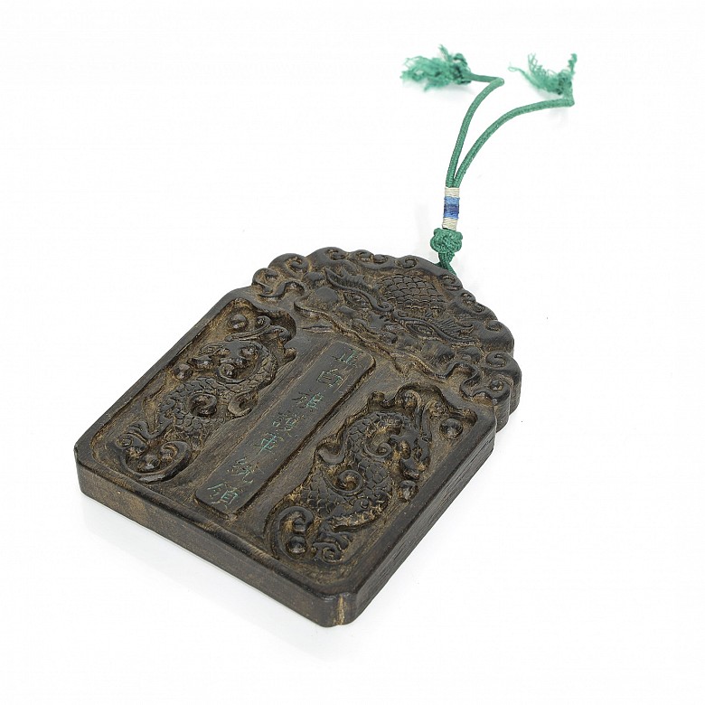 Gran placa de madera tallada, dinastía Qing