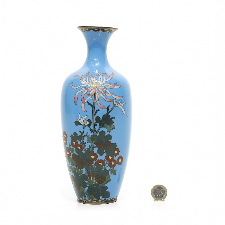 Enameled metal vase, 20th century - 8