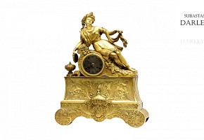Table clock in gilt bronze, France, mid-19th century.