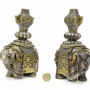 Pair of silver elephants, Qing dynasty (1644 - 1912).