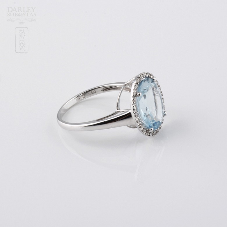 Ring with Aquamarine 4.34cts  and diamond  in 18k - 3
