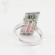 18k white gold ring with tourmaline and diamonds. - 3