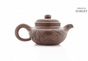 Clay teapot, China, Gu Jinzhou seal mark.