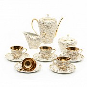 White porcelain tea set with gold details, 20th century.